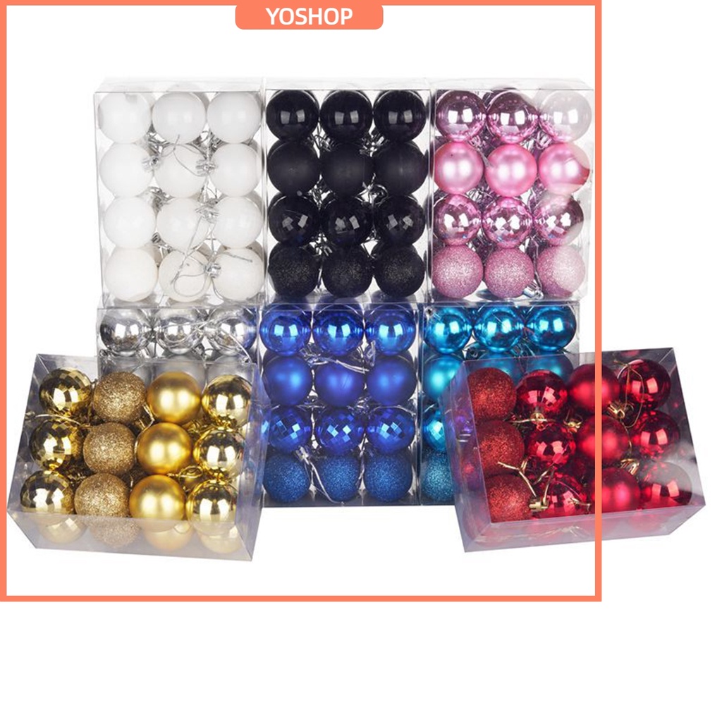 ⚡Ysp⚡24 Cái / bộ 40 Mm Giáng Sinh Giáng Sinh Cây Bóng Bauble Treo Nhà Trang Trí Tiệc Trang Trí Trang