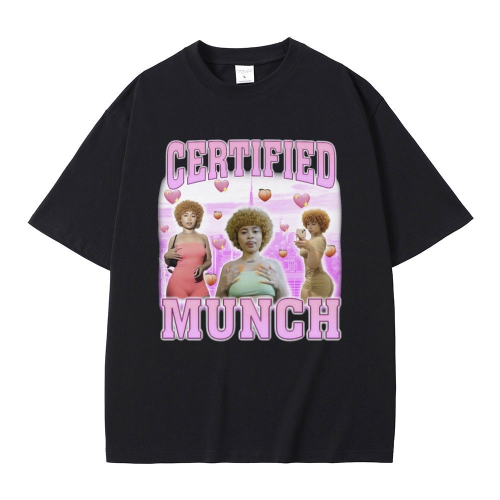 2025 bánh quế cho bạn bè được chứng nhận Munch Ice Spice Graphic Áo thun nam Rap tay ngắn xs-3xl