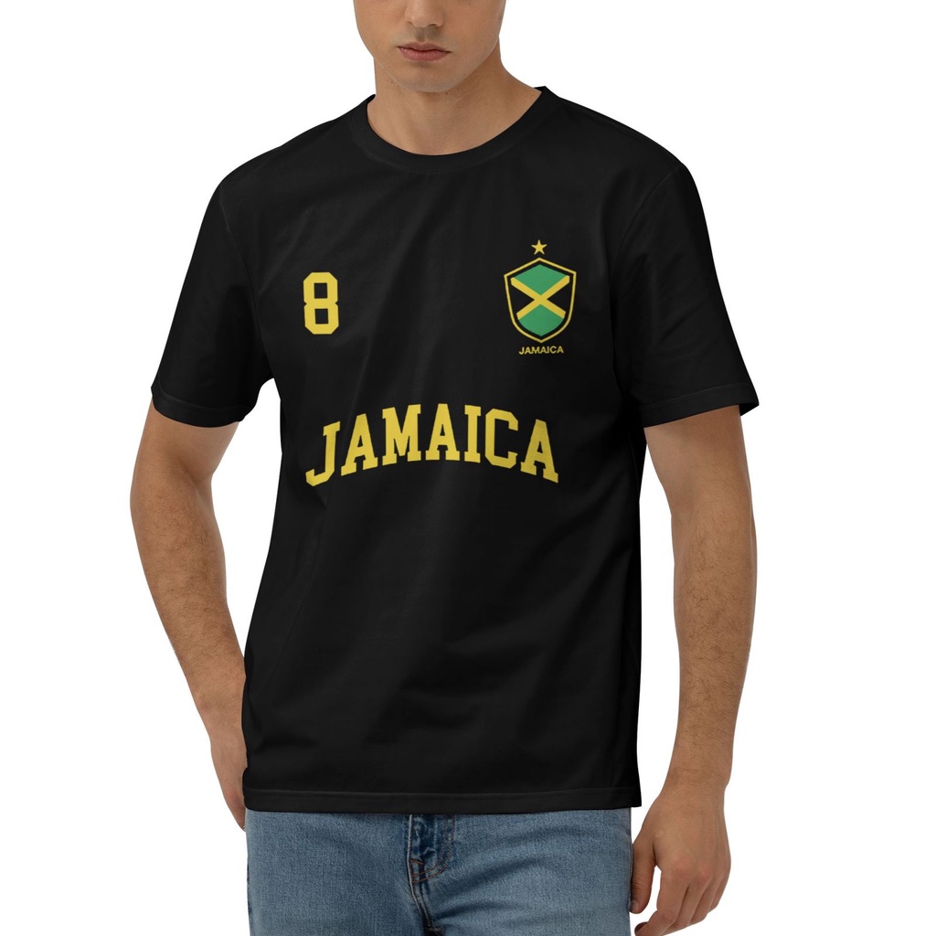Jamaica Số 8 Socpers Đội Thể Thao Cờ Jamaica Mới Nhất Nam 100% Cotton Áo