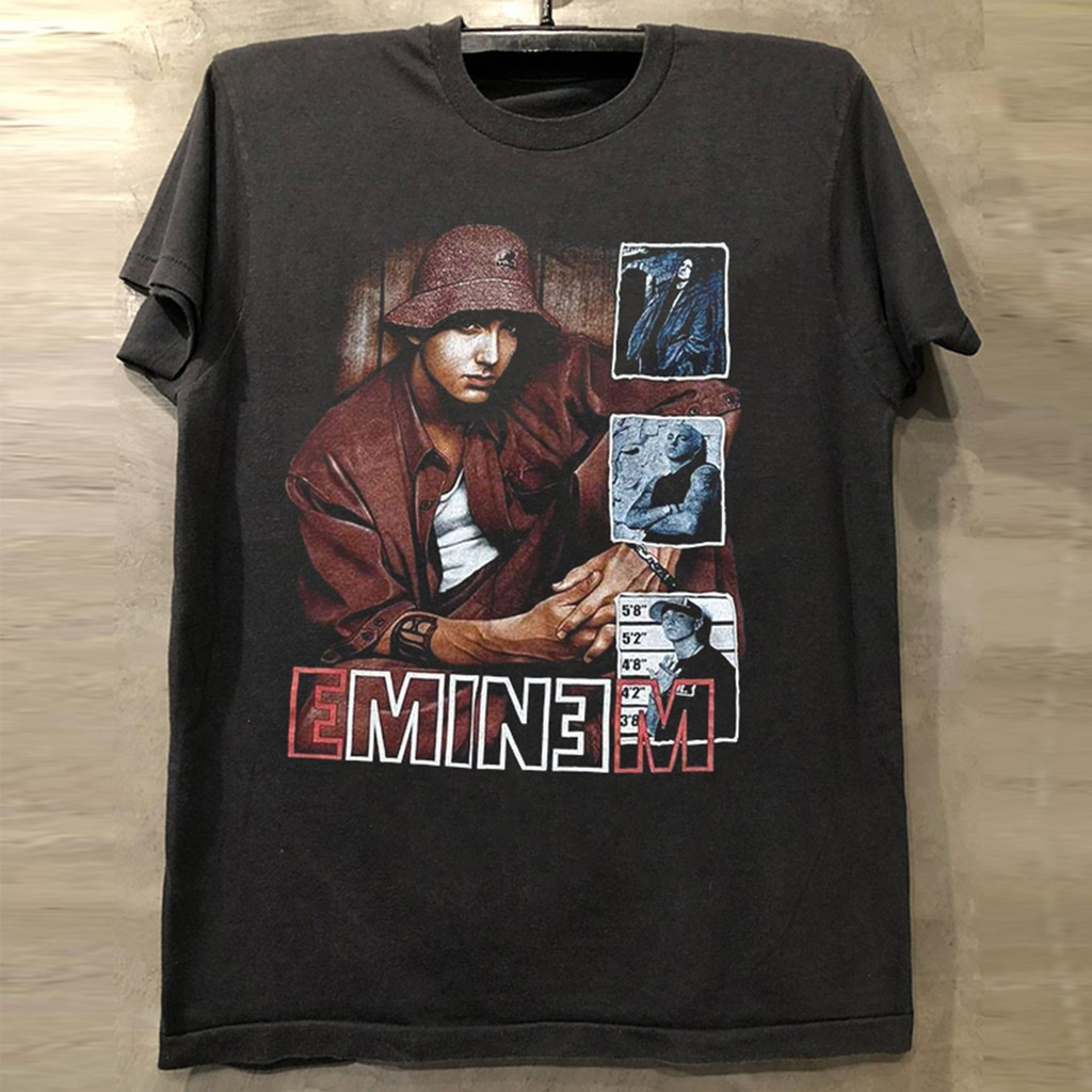 Áo thun cotton nam Eminem Ca sĩ-nhạc sĩ Eminem In hình Nam Mùa hè Áo thun ngắn tay Hiphop Ruffian