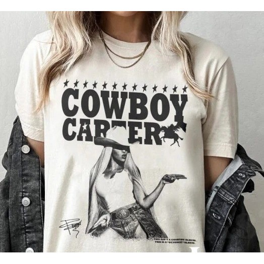 Bánh quế cho bạn bè Áo sơ mi ngắn tay Beyonce Cowboy Carter Tour xs-3xl 1 cotton