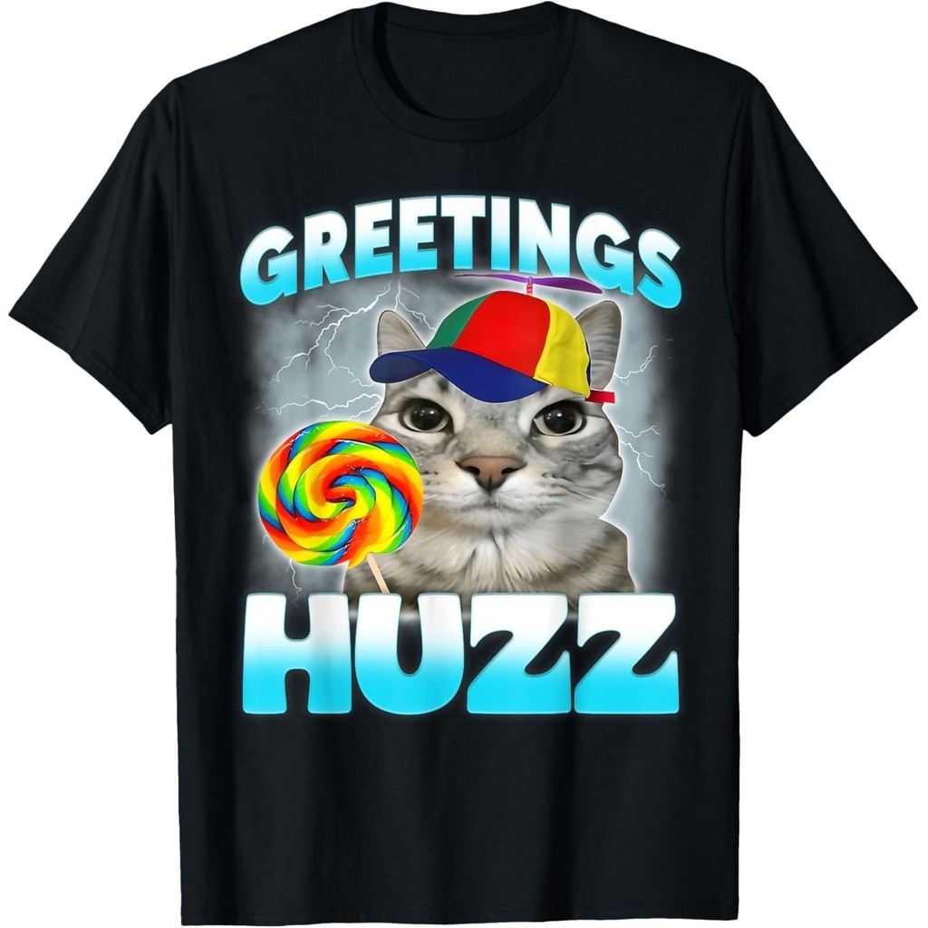 Ngộ nghĩnh Gen Z Gen Alpha Cat Meme Chúc Mừng Huzz Cat Meme Ngộ nghĩnh Unisex Nam Áo Thun