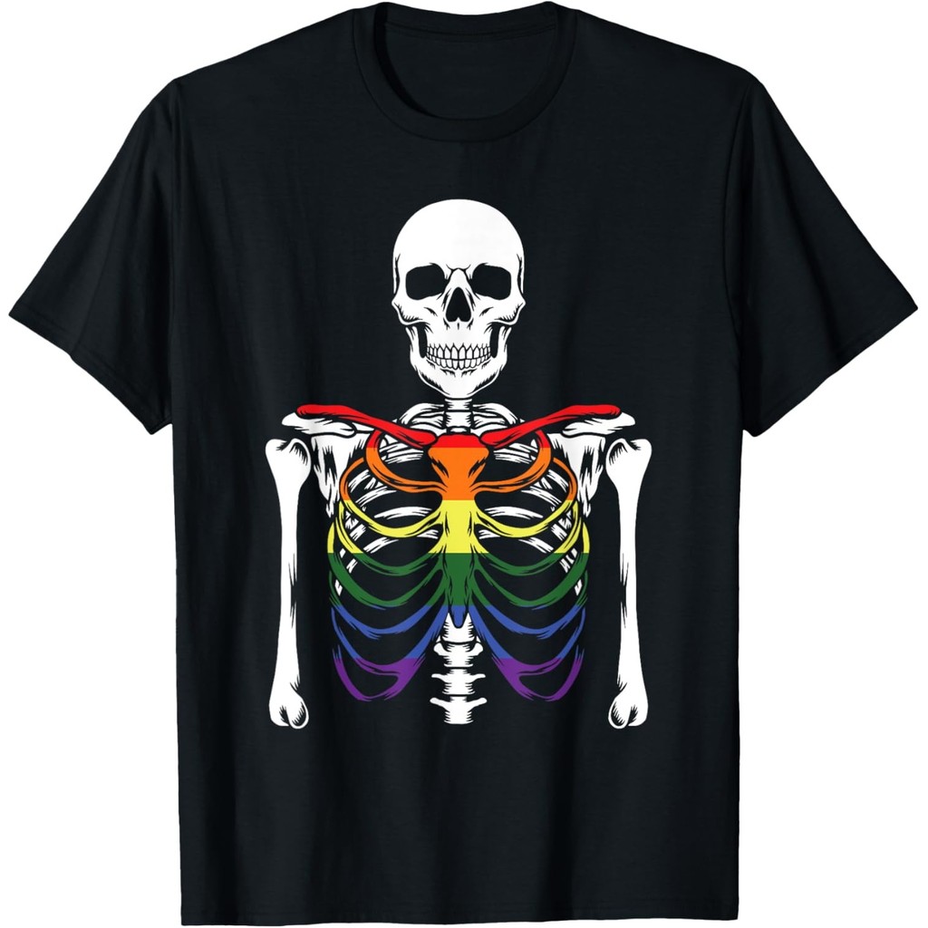 Skeleton Ribs Gay Pride Rainbow Lgbt-Q Ally Áo nam
