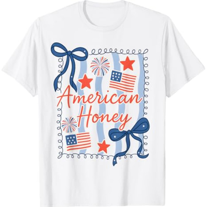 Áo nam nữ yêu nước mật ong mới Nơ 4Th Of July