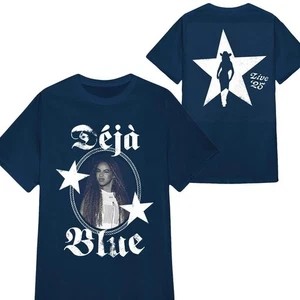 2025 bánh quế cho bạn bè MỚI Beyonce Déjà Blue Cowboy Tour Merch Áo thun lấy cảm hứng từ xs-3xl
