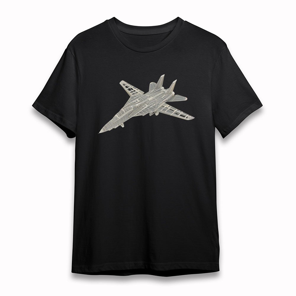 Áo thun nam cổ điển Er Jet Wireframe Art Tee Cotton ngắn màu đen