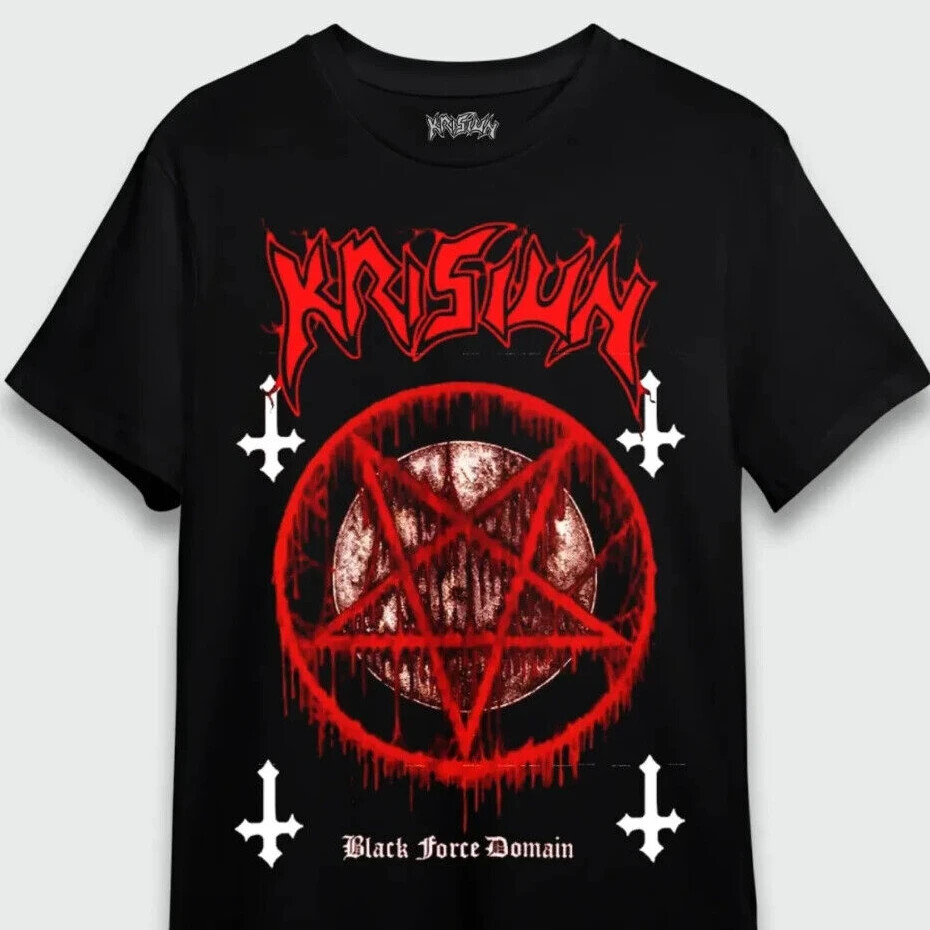 Áo thun được cấp phép chính thức Krisiun Black Force Domain (Trước / Sau)