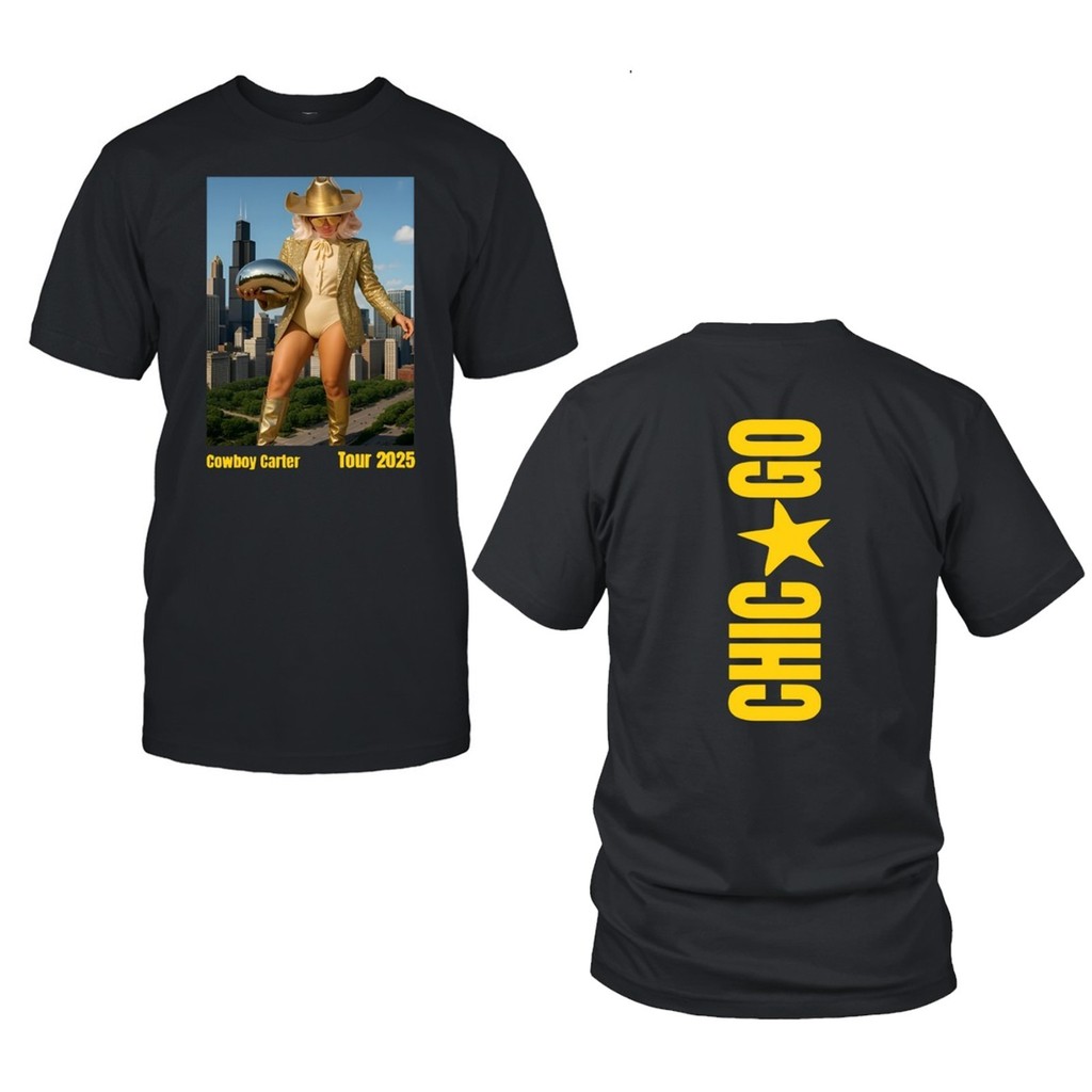 Bánh quế cho bạn bè Áo sơ mi Unisex Beyonce Cowboy Carter Tour Chicago xs-3xl 1 cotton