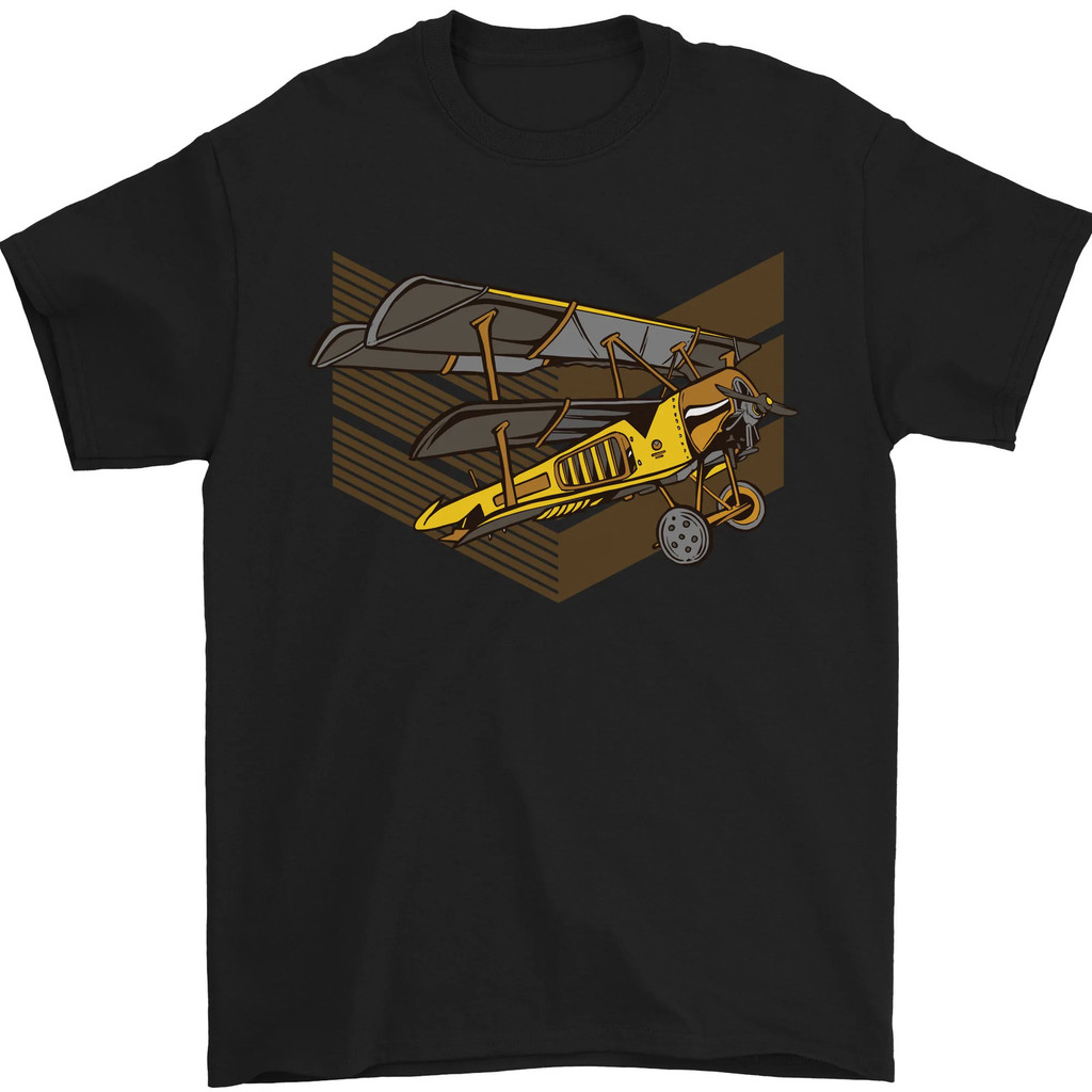 Áo thun nam máy bay Steampunk Máy bay hai tầng cánh 100% Cotton