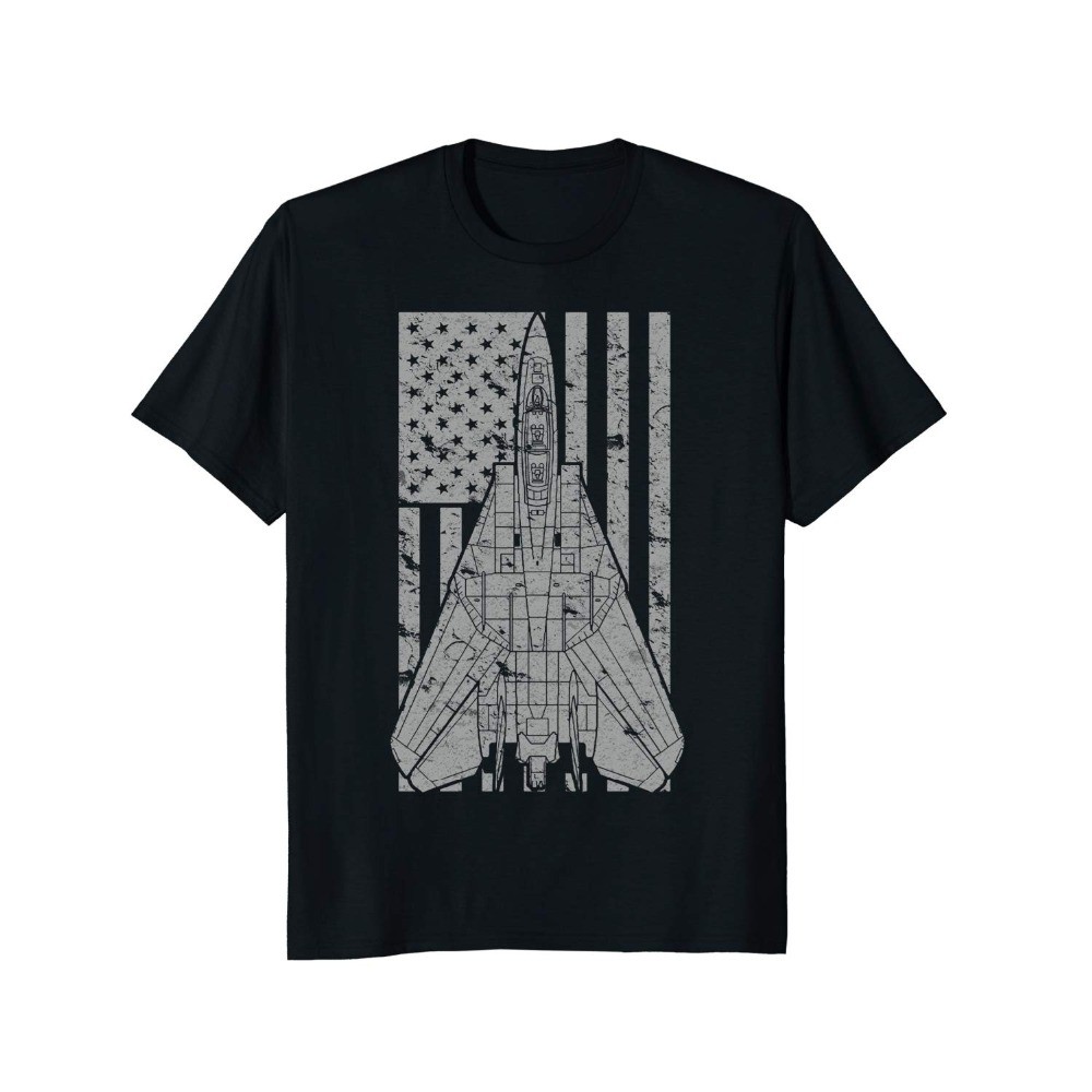 Nam Mới Mùa Hè F-14 Tomcat Jet Fighter Vintage Cờ Mỹ Áo nam Thoáng Mát Áo Thun Cotton