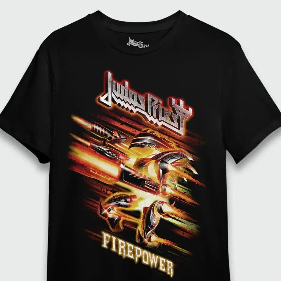 Áo thun được cấp phép chính thức Judas Priest Firepower (Trước / Sau)