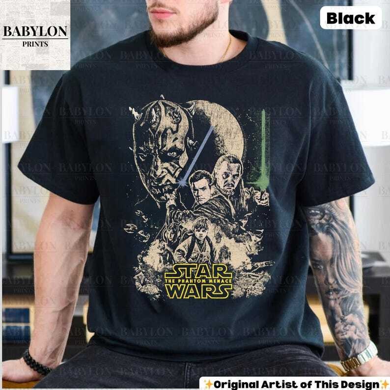 Áo sơ mi Star Wars Phantom Menace cổ điển Áo sơ mi Darth Maul Phantom