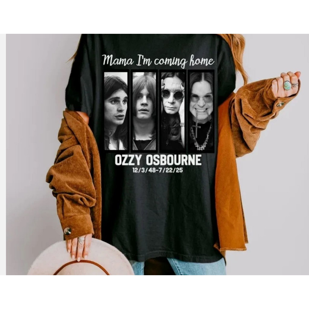 Bánh quế cho bạn bè Ozzy I 'm Coming Home Shirt, Ozzy Osbourne R.I.P 1948- áo sơ mi đen xs-3xl 1