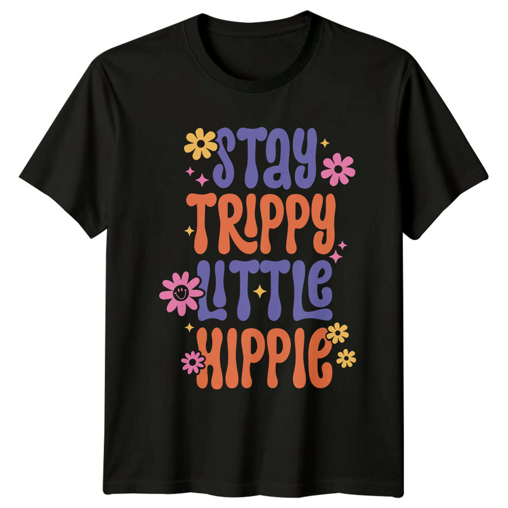 Stay Trippy Little Hippie Retro Áo Thun Vintage Hippie Trích Dẫn Tee