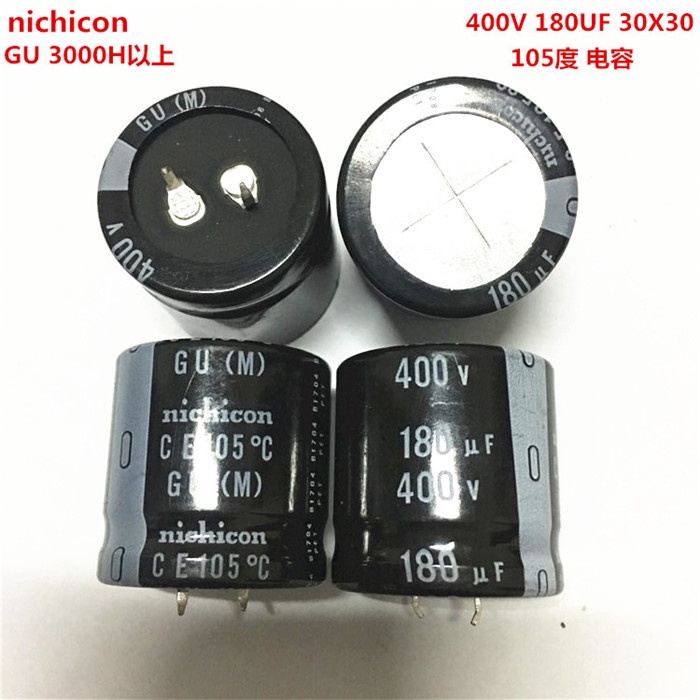2 Chiếc 400V180Uf 30X30 Nichicon Tụ Điện Phân 180Uf 400V 30 * 30 Gu 105 Độ Tụ Điện