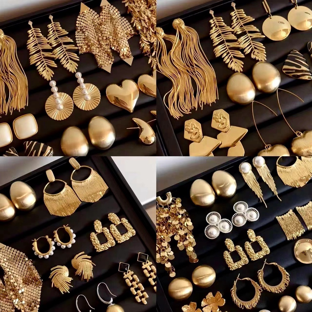 DREZEW Bông tai tua rua hoa tròn thời trung cổ kim loại cổ điển Châu Âu và Mỹ