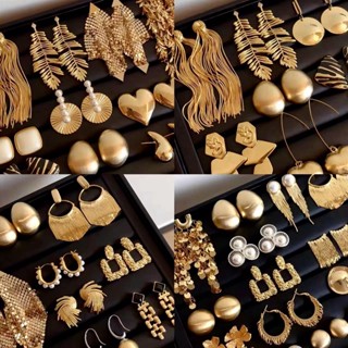 DREZEW Bông tai tua rua hoa tròn thời trung cổ kim loại cổ điển Châu Âu và Mỹ