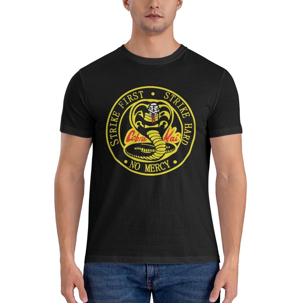 Cobra Kai Soft Cobra Kai Strike Hard Strike First No Mercy Men New Custom 100% Cotton Áo
