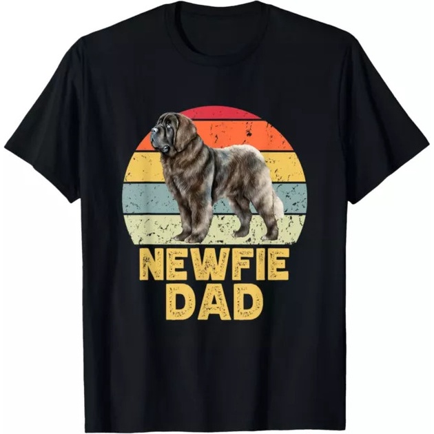 Newfie Dog Dad Ngộ nghĩnh Retro Newfoundland Lovers _ Owners Áo thun thời trang dành cho nam