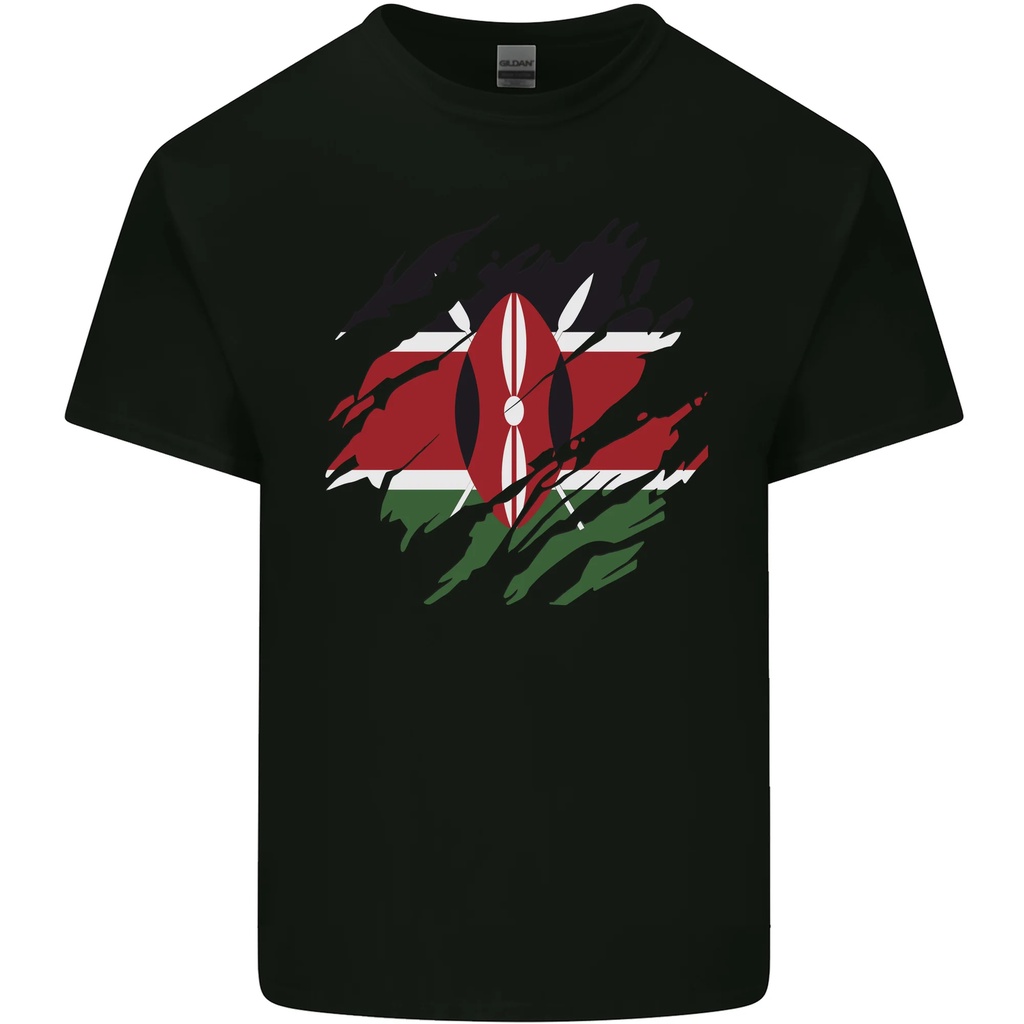 Torn Kenya Cờ Kenya Ngày Bóng Đá Nam Cotton Áo Thun Tee Top