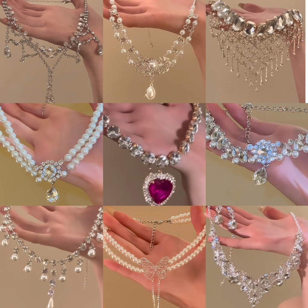 Mặt dây chuyền thả hoa kim cương DREJEW Vòng cổ tiền ngọc trai nhân tạo