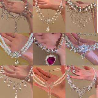 Mặt dây chuyền thả hoa kim cương DREJEW Vòng cổ tiền ngọc trai nhân tạo