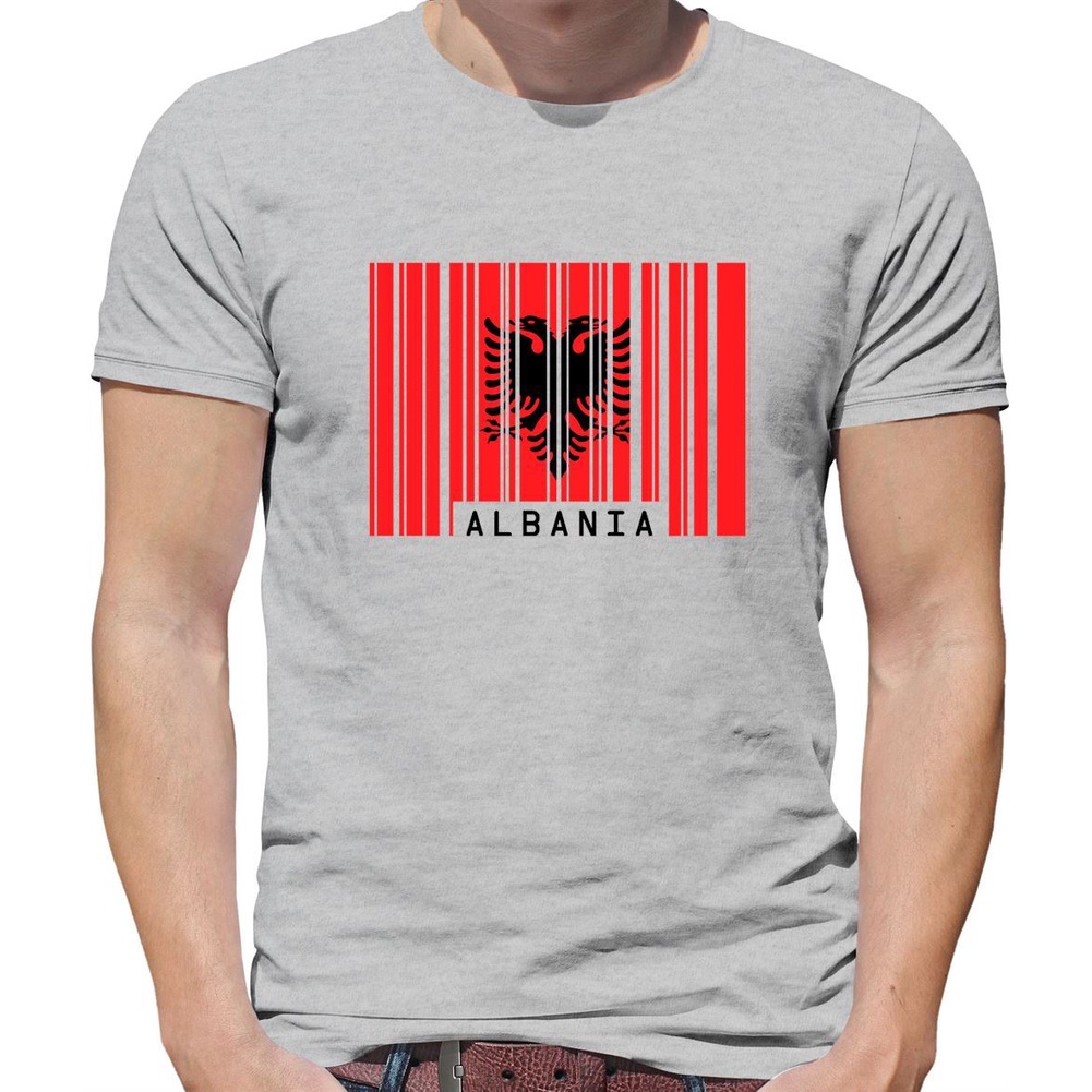 Cờ phong cách mã vạch Albania - Áo thun nam - Republic Live Born Albania Country