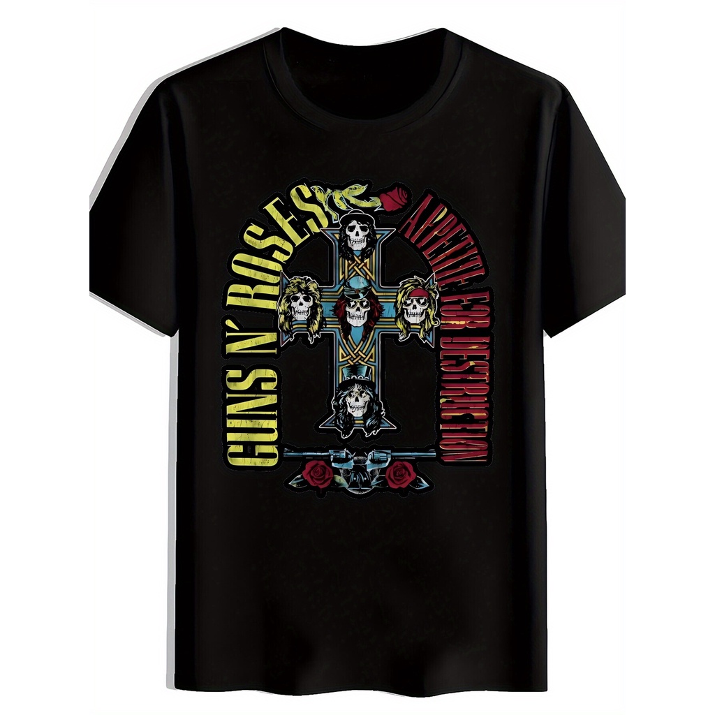Guns N 'Roses Skull & Crossed Guns Black Summer Tee