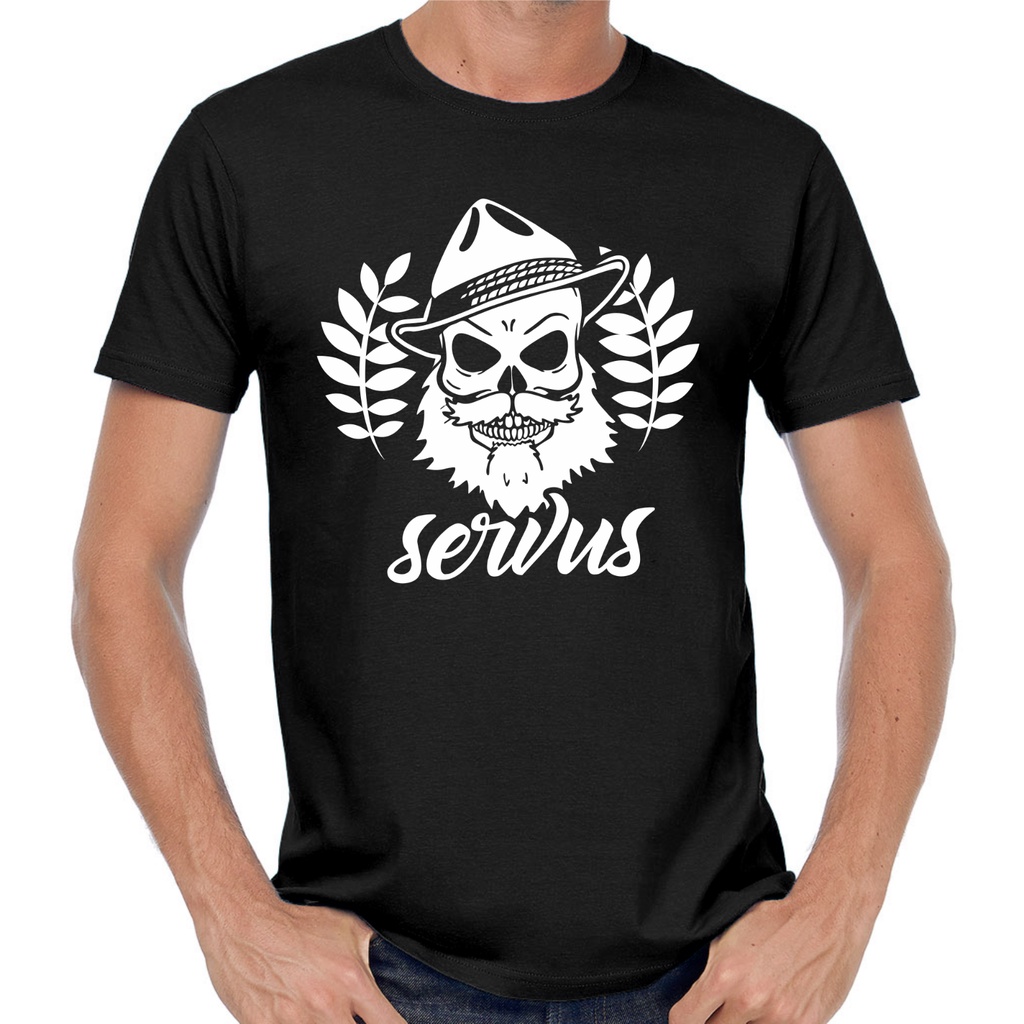 Servius Bayern Skull Wiesn Oktoberfest Mũ nỉ Áo thun râu Bavarian