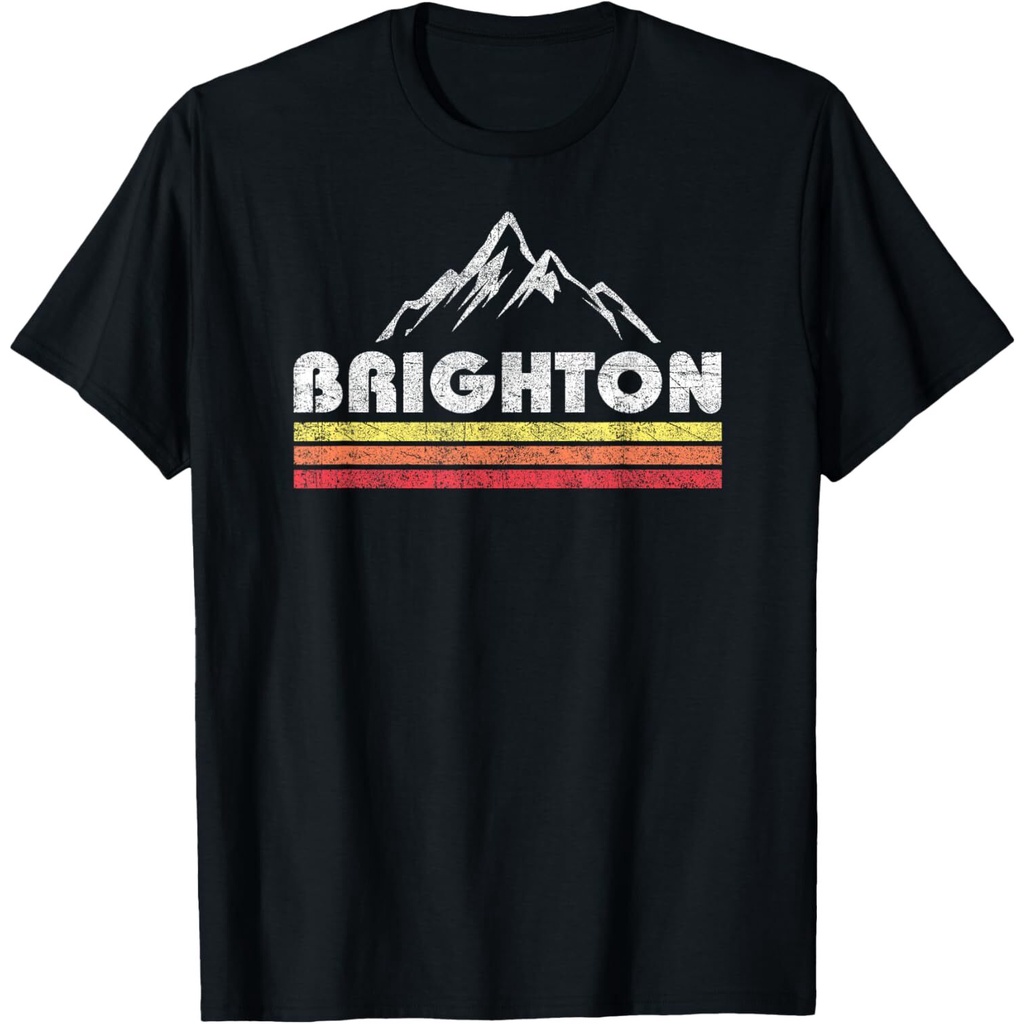 Vintage Retro Brighton Utah Mountain Faded Lines Áo thun trượt tuyết