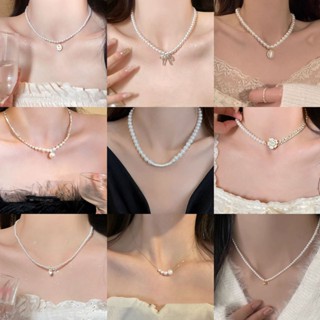  DREJEW Vòng cổ nơ ngọc trai nhân tạo mạ điện thật 