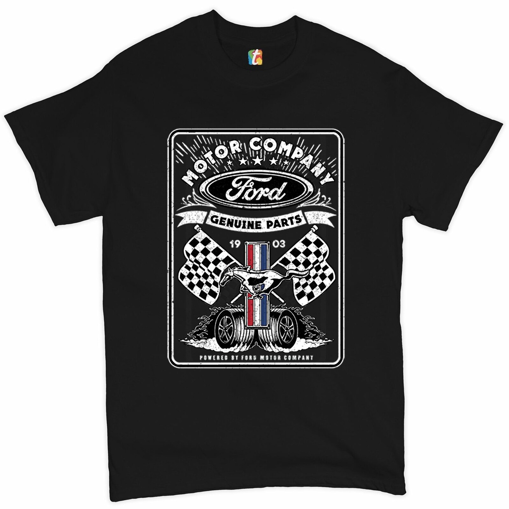 Áo thun Ford Motor Company Racing Flags Mustang Logo Áo thun nam