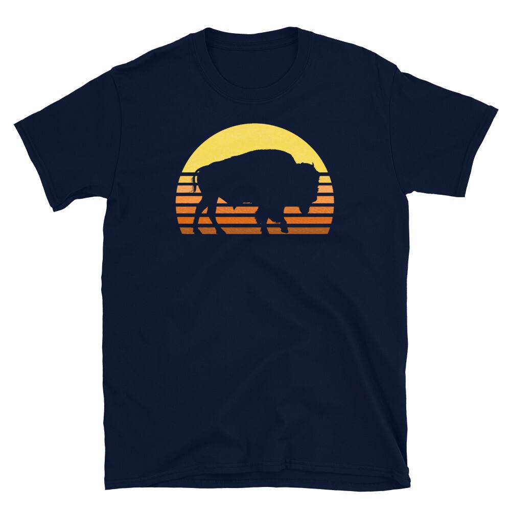 Áo thun cổ điển Bison Buffalo Bull Tây Ấn Độ Retro Sun Tee