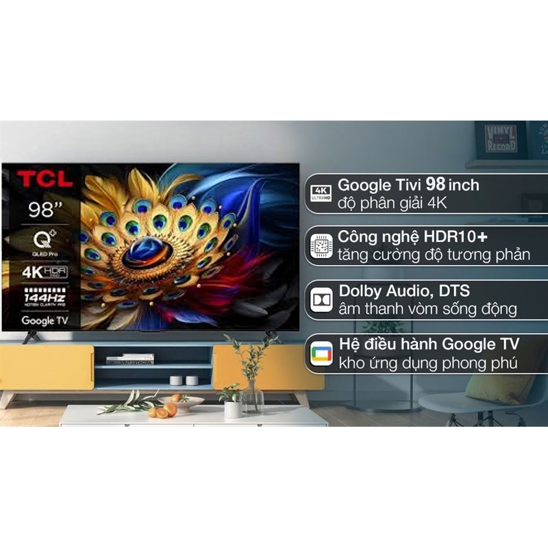 Google Tivi QLED TCL 4K 98 inch 98C655 2024 - VIỆT NAM (SP Khanh - LIKE NEW - Hãng Bảo Hành)