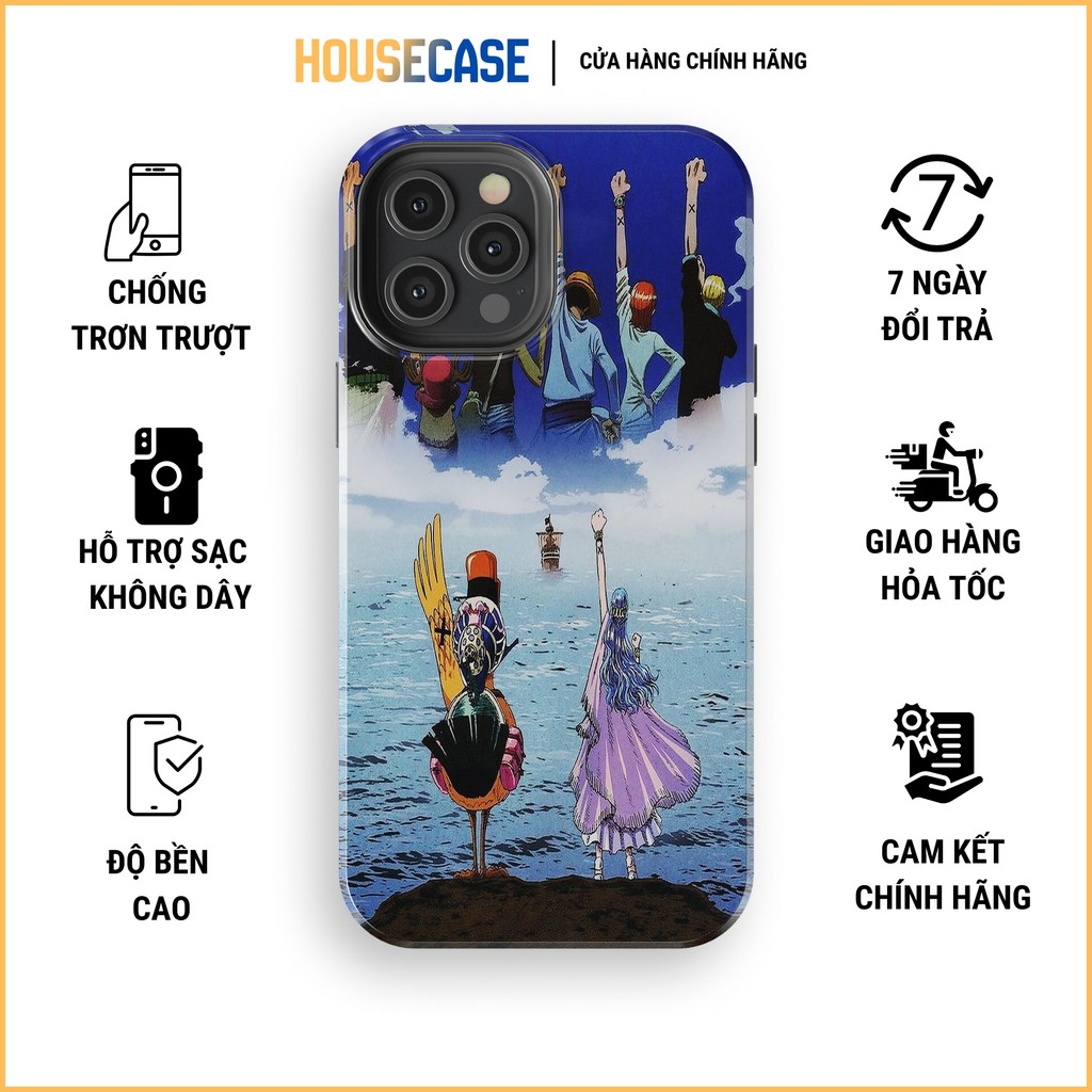 Ốp lưng iphone ONE PIECE collage tạm biệt Vivi và cờ hiệu TPU cứng chống trầy