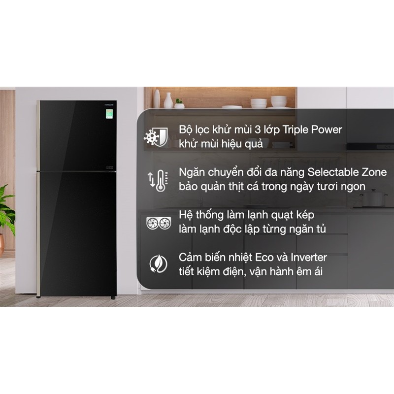 Tủ lạnh Hitachi Inverter 339 lít R-FVX450PGV9 GBK - Thái Lan