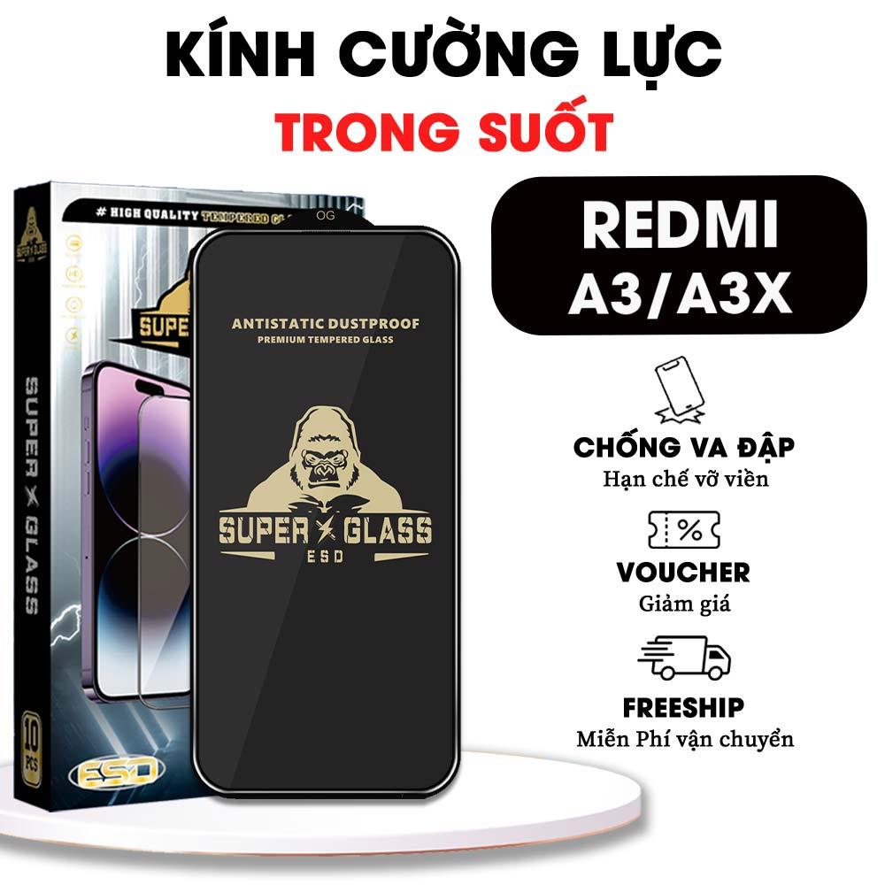 Kính cường lực Xiaomi Redmi A3 / A3x full màn, bảo vệ màn hình điện thoại