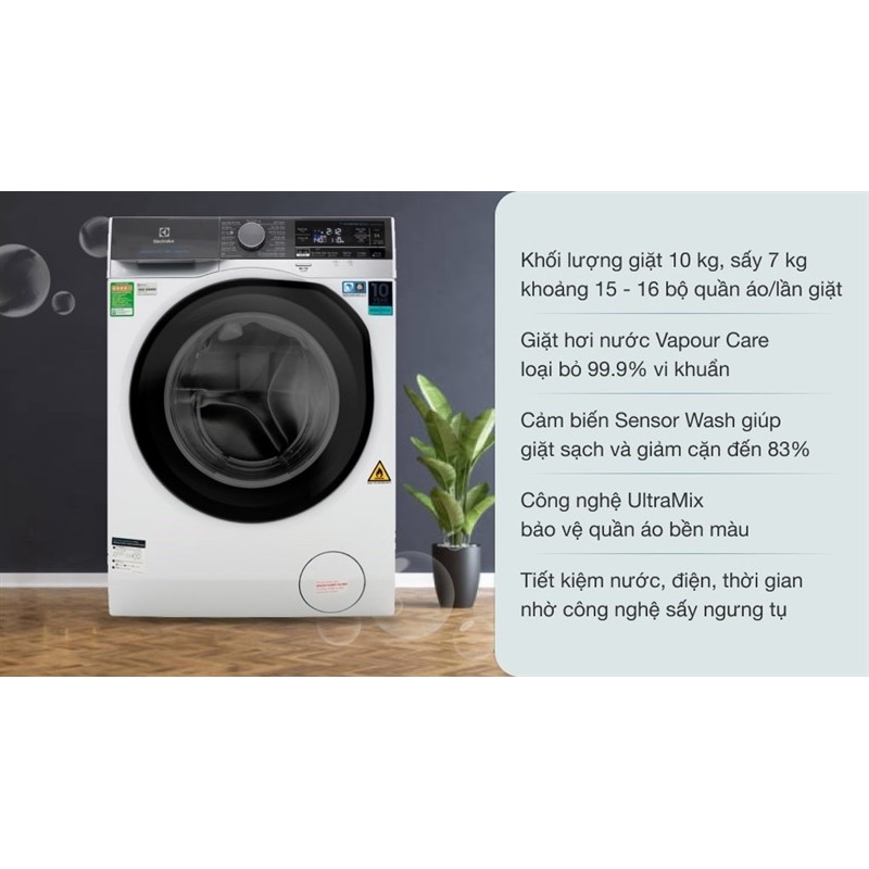 Máy giặt sấy Electrolux Inverter 10 kg EWW1042AEWA (Sấy 7kg)