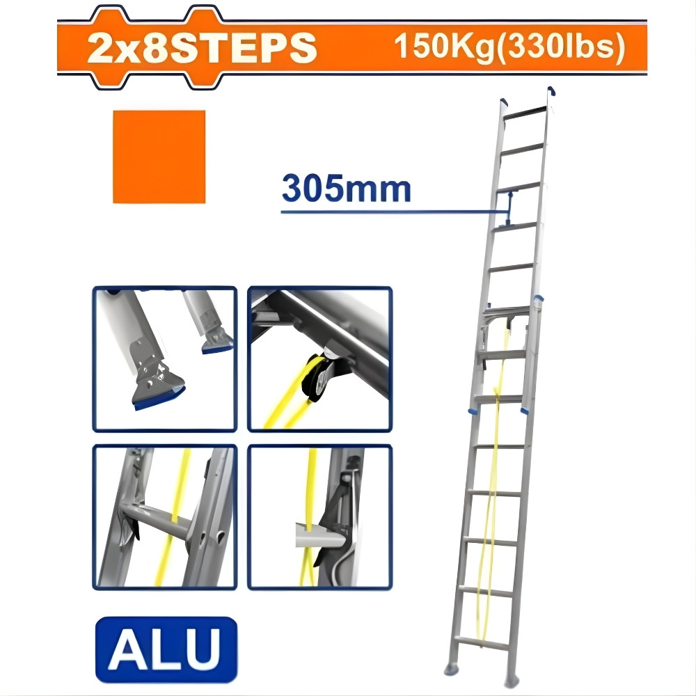 THANG XẾP KÉO DÀI 2X8 BẬC WADFOW WLD8H16 - HÀNG CHÍNH HÃNG