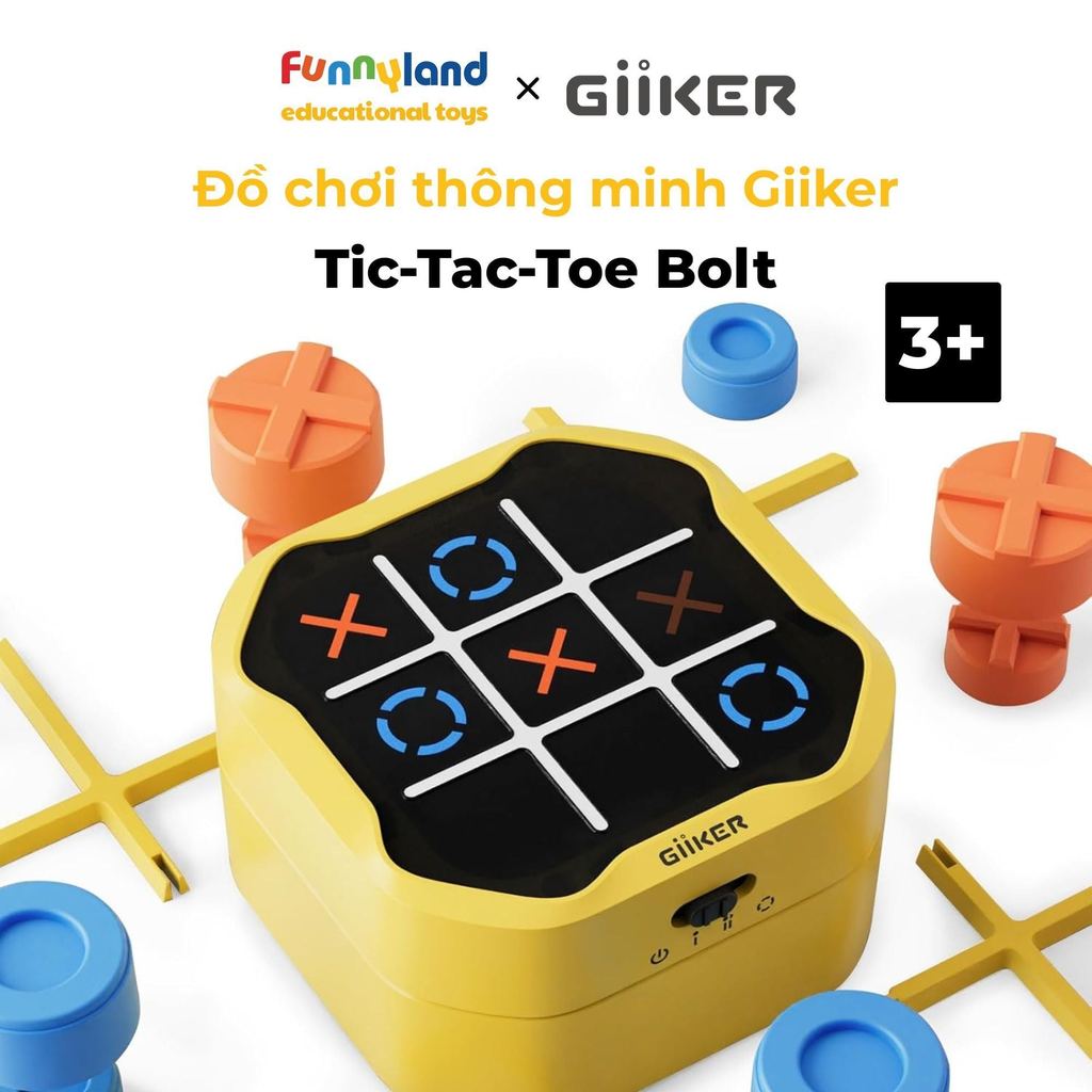 Đồ chơi thông minh GiiKER Tic-Tac-Toe Bolt - máy game cầm tay 3-in-1: caro, trí nhớ nhanh, cờ tay, 3