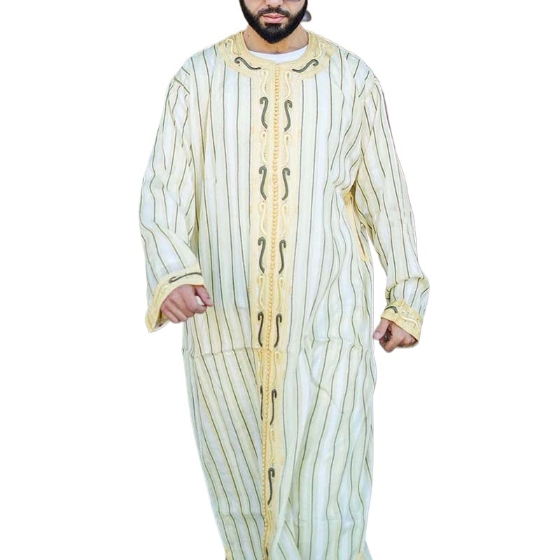 Hồi Giáo Kaftan Hồi Giáo Nam Quần Áo Maroc Caftan Thêu Tay Djellaba Abaya Thobe