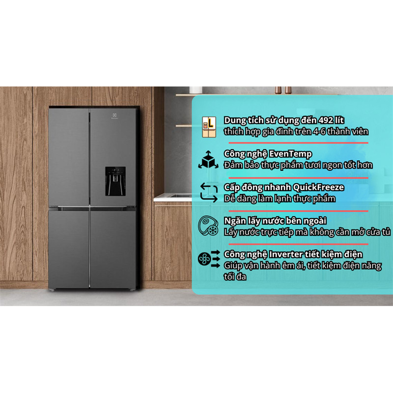 Tủ lạnh Electrolux Inverter 492 lít EQE4960A-B 2024 Hãng bảo hành