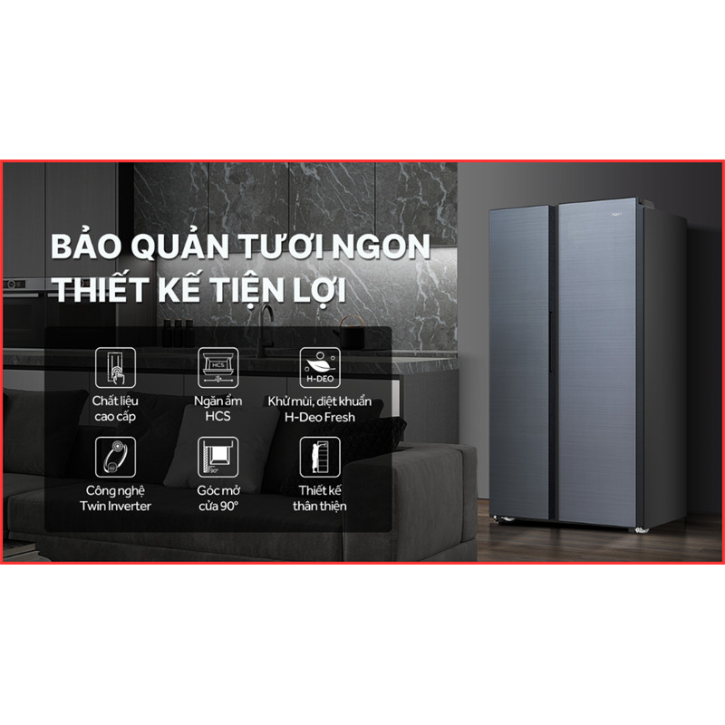 Tủ lạnh Aqua Inverter 569 lít AQR-S633XA(SL) 2025 - Thái Lan Bảo hành chính hãng