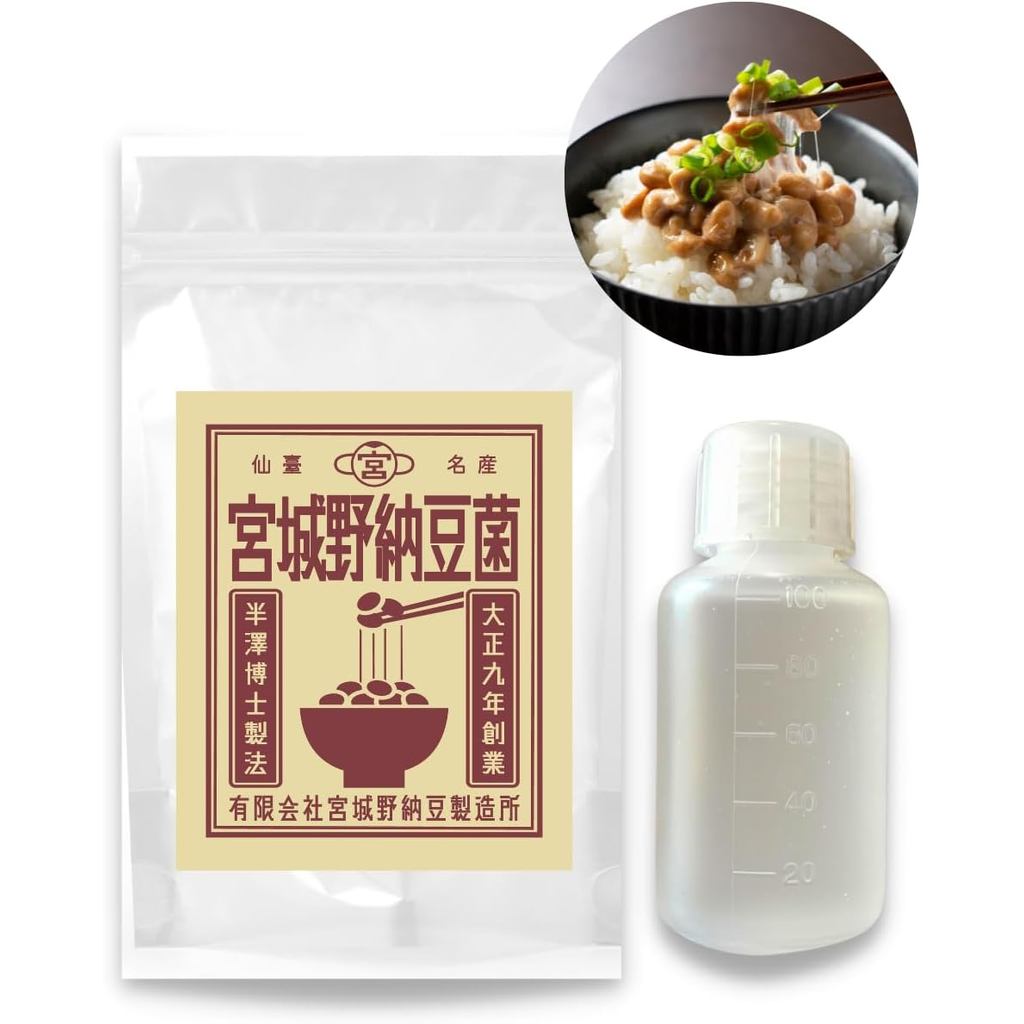 Miyagino Natto Factory Natto Bacteria, Natto, Hand-made Liquid Type for Dried Soybean (Equivalent to