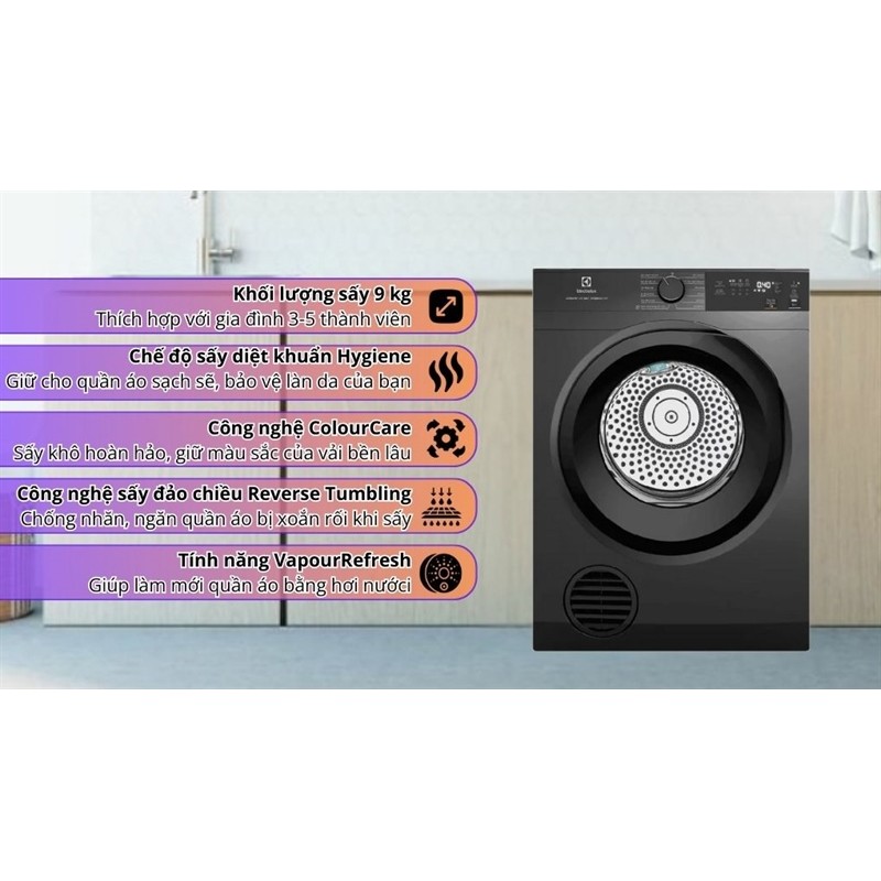 Máy sấy thông hơi Electrolux UltimateCare 9 kg EDS904N3SC 2024 - THÁI LAN Bảo hành hãng