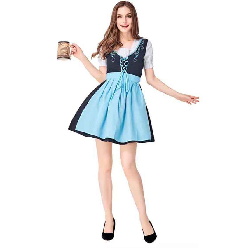 Đức Munich Oktoberfest Đầm Truyền Thống Bavaria Bia Người Giúp Việc Trang Phục Với Tạp Dề Nữ Hallowe