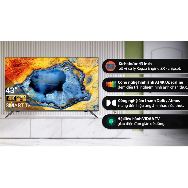 Smart Tivi Toshiba 4K 43 Inch 43E330NP 2024 - THÁI LAN dienmaytonkho Chính Hãng