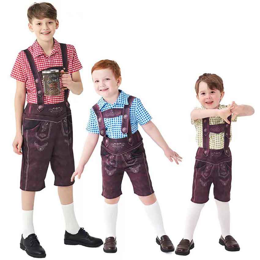 Kid Oktoberfest Dirndl Bé Trai Trang Phục Bavaria Bia Đảng Munich Trang Phục Fantasia Trang Phục Nón