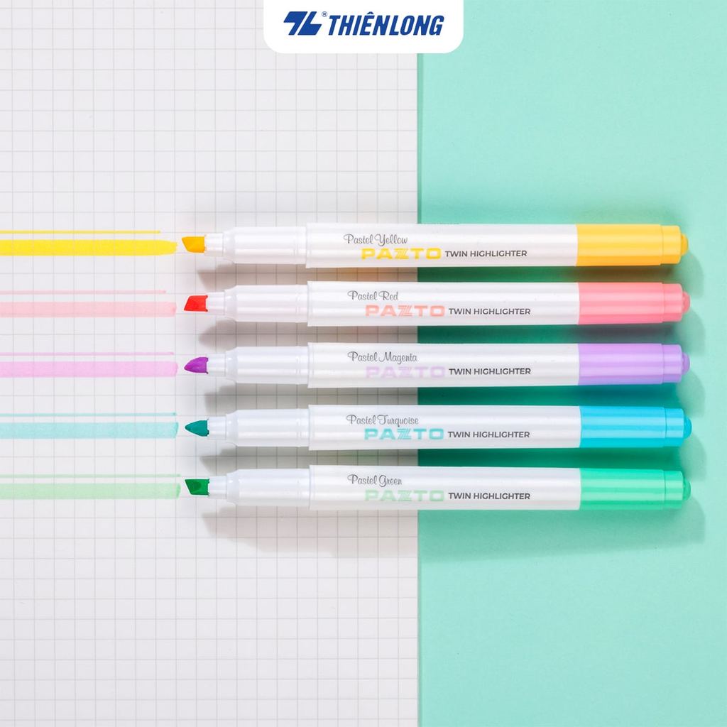 Combo 3 Bút dạ quang màu Pastel Thiên Long Pazto HL-016 - Bút dạ quang rửa được