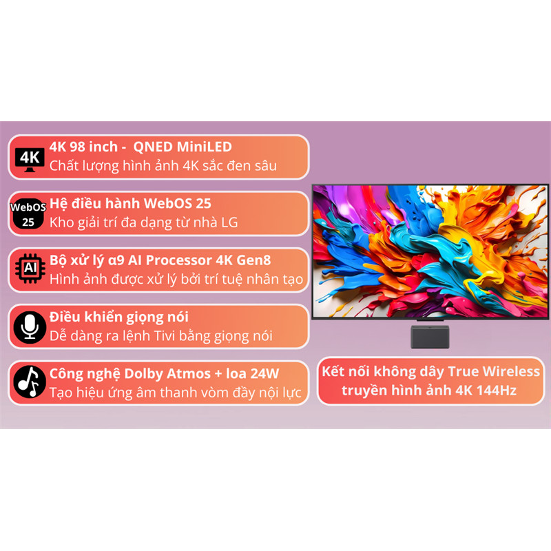 Smart TV Kết Nối Không Dây LG QNED evo AI MiniLED 86 Inch 86QNED9MASA 2025 - Indonesia Điện Máy KHO 
